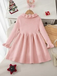SHEIN 女童針織毛衣 秋冬童裝洋裝 - 粉色 - 查看 5