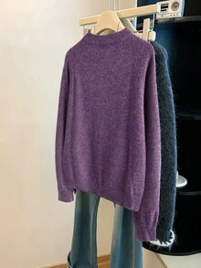 GlowEve CURVE Plus Size Women's Solid Color Casual Versatile Daily Cardigan - Purple - View 2