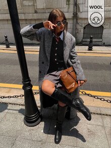 Maija 女款純色長袖休閒優雅針織開襟衫，黑色秋季外出辦公穿搭 - 黑色 - 查看 5