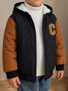 SHEIN Kids Young Boy Fashion Jacket Padded Coat Suitable For Autumn/Winter - Multicolor - View 1