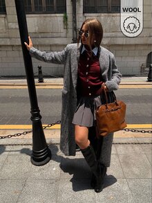 Maija 女款休閒優雅百搭純色酒紅色針織開襟衫，適合節慶、外出、辦公室穿搭，秋季款 - 棕色 - 查看 5