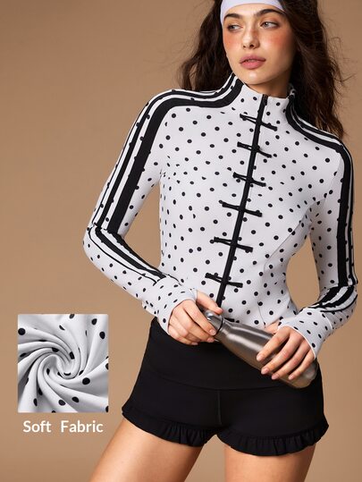 VARSIVA Women's Polka Dot Casual Daily Long Sleeve Sports Jacket