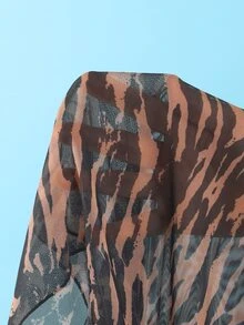 SHEIN Swim 女款夏季海灘全印花休閒比基尼三角泳褲泳衣套裝附迷你裙 - 彩色 - 查看 8
