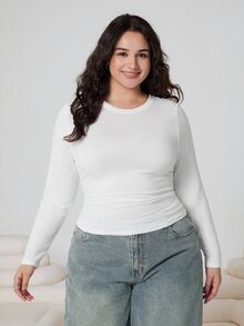 Solflare 2PCS Plus Size T-Shirts Fall - Black and White - View 6