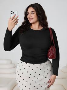 Solflare 2PCS Plus Size T-Shirts Fall - Black and White - View 4
