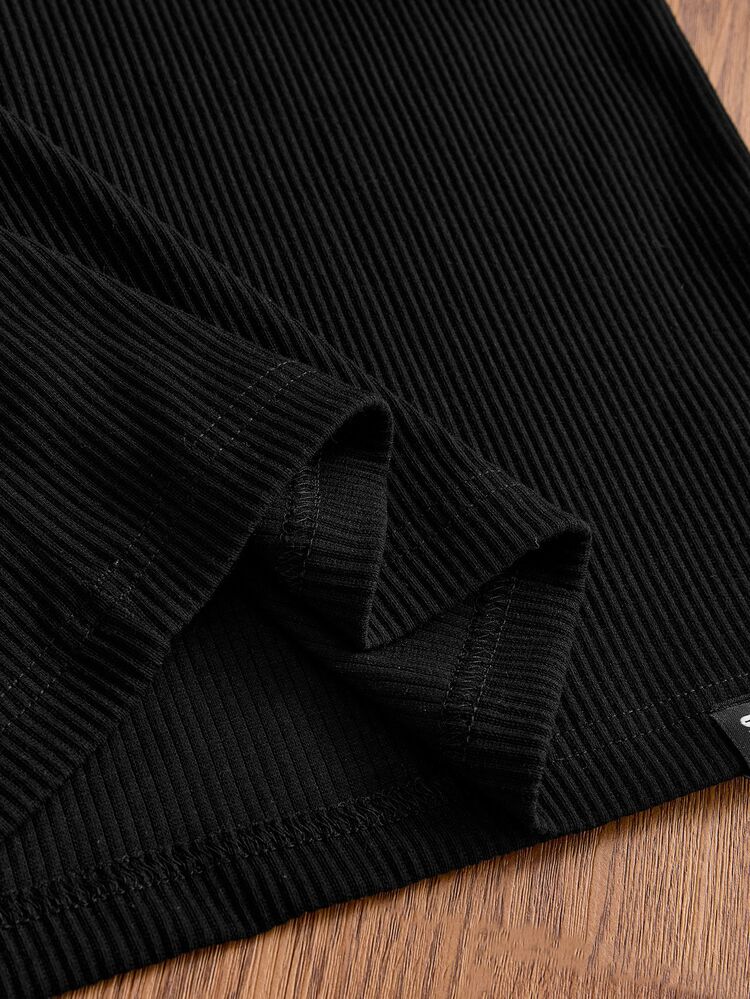 ESTAVOR Men's Solid Color Casual Versatile Long Sleeve T-Shirt For Daily Wear - Black - View 7