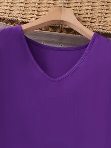 SHEIN 青少年女孩黑色V領荷葉邊飛袖上衣與花卉印花寬腿長褲套裝，適合家庭出遊、派對、假期，夏季可愛粉色 - 彩色 - 查看 8