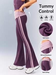 VARSIVA Women's Colorblock Casual Daily Travel Sports Long Pants - Purple - View 11