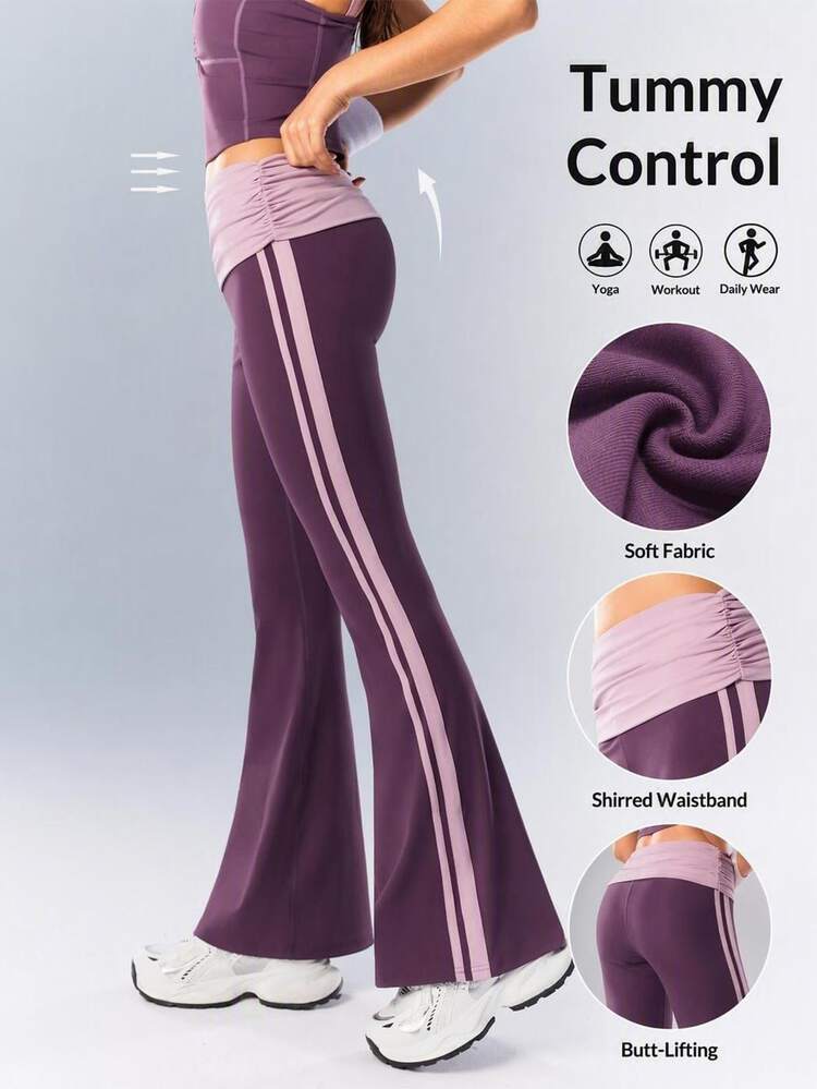 VARSIVA Women's Colorblock Casual Daily Travel Sports Long Pants - Purple - View 11