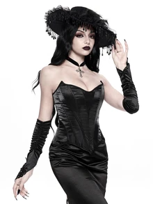 ROMWE Goth Women's Sexy Fishbone Corset Bandeau Top - Black - View 5