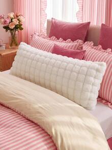 1pc White Plush Long Pillowcase, Minimalist Fashion Modern Style Polyester Single Pillowcase, Warm And Comfortable For Autumn/Winter - White - View 6