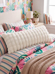 1pc White Plush Long Pillowcase, Minimalist Fashion Modern Style Polyester Single Pillowcase, Warm And Comfortable For Autumn/Winter - White - View 4
