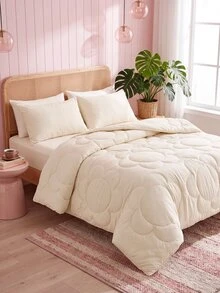 HONEYMOON 1pc Fluffy Warm Floral Pattern All-Season Quilt Insert, Cloud-Like Comfortable Down Alternative Quilt Insert, Suitable For Various Bed Sizes-Twin, Full, Queen, King - Beige - View 2