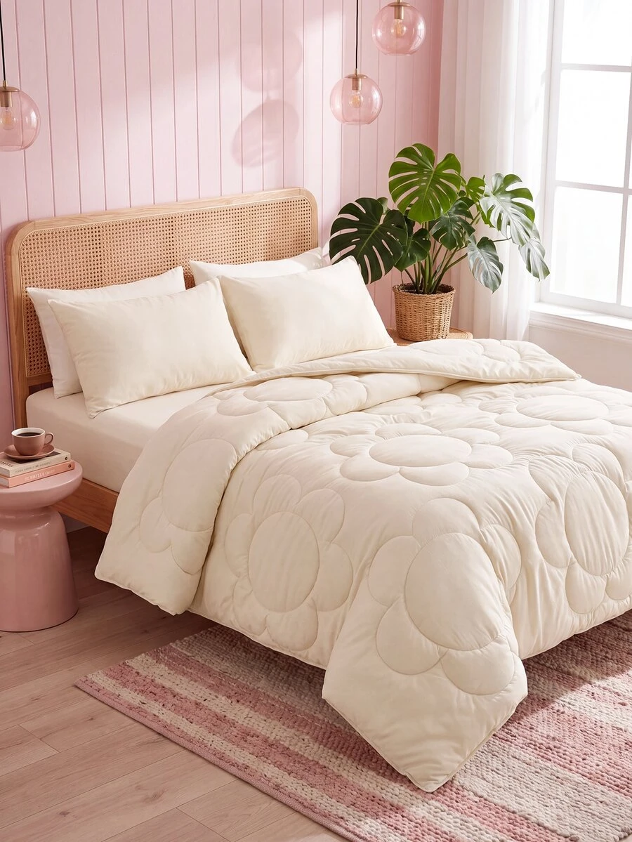 HONEYMOON 1pc Fluffy Warm Floral Pattern All-Season Quilt Insert, Cloud-Like Comfortable Down Alternative Quilt Insert, Suitable For Various Bed Sizes-Twin, Full, Queen, King