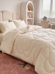 HONEYMOON 1pc Fluffy Warm Floral Pattern All-Season Quilt Insert, Cloud-Like Comfortable Down Alternative Quilt Insert, Suitable For Various Bed Sizes-Twin, Full, Queen, King - Beige - View 8