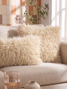 Faux Wool Decorative Pillow Case, Solid Color For Living Room And Bedroom,Fall Decor,Autumn Decor,Room Decor - Khaki - View 4
