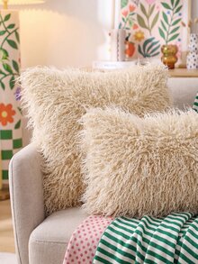 Faux Wool Decorative Pillow Case, Solid Color For Living Room And Bedroom,Fall Decor,Autumn Decor,Room Decor - Khaki - View 10