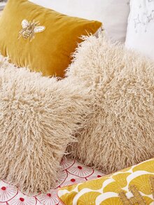 Faux Wool Decorative Pillow Case, Solid Color For Living Room And Bedroom,Fall Decor,Autumn Decor,Room Decor - Khaki - View 3