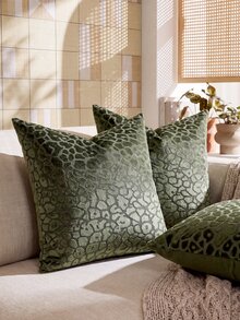 1pc Olive Green Leopard Print Pillow Cover (No Insert), Modern Jacquard Velvet Square Decorative Throw Pillow Case, Suitable For Sofa, Bed, Bedroom, Holiday, Party Decor, Gift, Home Decor, All Season - Olive Green - View 7