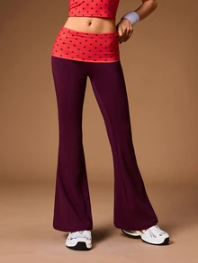 VARSIVA Women's Waist Patchwork Polka Dot Print Flared Sports Pants - Multicolor - View 9