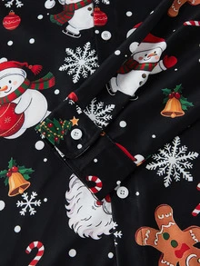 HIMLAND Men's Snowman Pattern Long Sleeve Single-Breasted Casual Shirt - Multicolor - View 6