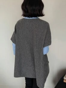 FRIFUL Women's Colorblock High Neck Long Sleeve Casual Loose Sweater - Grey - View 6