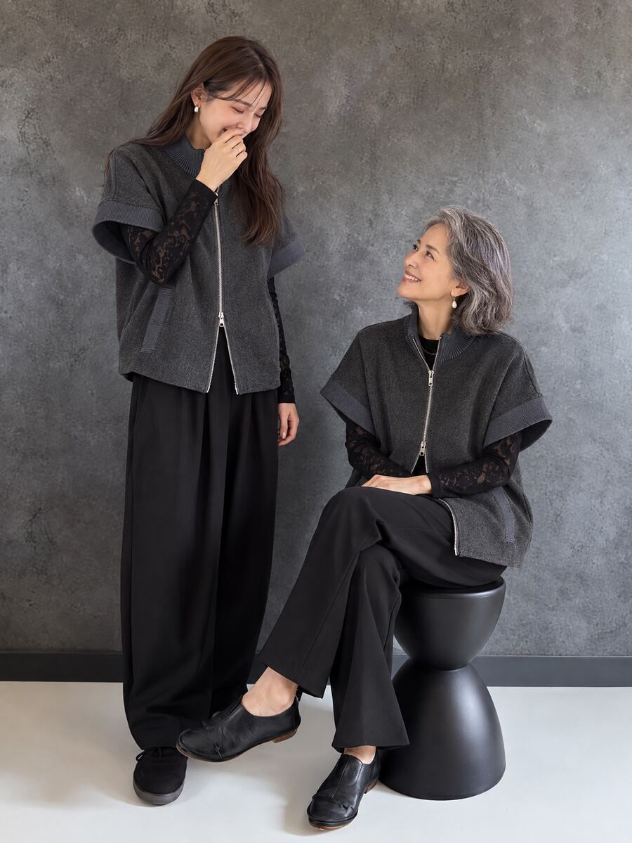 FRIFUL Women's Solid Color Zipper Casual Versatile Wool Blend Jacket - Grey - View 1