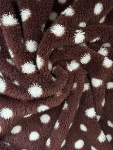 Easowa Curve Plus Size Women's Polka Dot Pattern Long Sleeve Loose Open Front Cardigan Winter - Mocha Brown - View 9