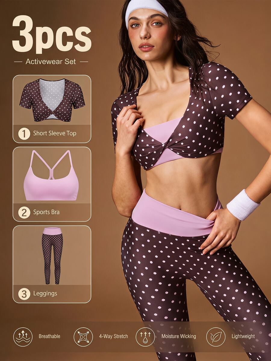 VARSIVA Women's 2 In 1 Ultra Short Top & Tight Leggings Sports Set - Multicolor - View 1