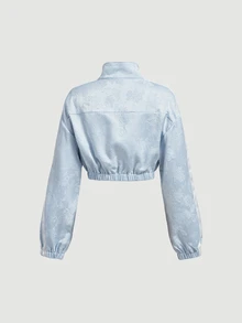 SHEIN MOD Women's New Chinese Style Stand Collar Frog Button Cinched Waist Fashion Ultra Short Jacket,Cute Summer Outfits, - Multicolor - View 4