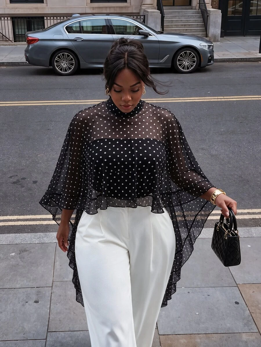 Firerie 2PCS Plus Size Co-Ords Brunch Evening Black And White All White Autumn Elegant - Black and White - View 1