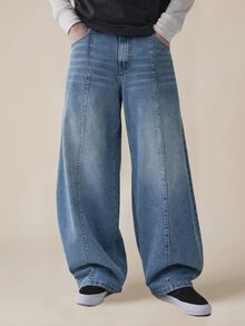 EASEVO Men's Plus Size Fashion Casual Wide Leg Jeans - Blue - View 1
