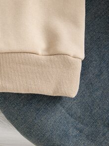 SHEIN Tween Girl Cotton Teddy Bear Sweatshirt, Fall Clothes Winter Beige Sweatshirt, Cute Long Sleeve Pullover For Daily Wear Street Style Suitable For School - Apricot - View 10
