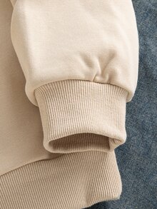 SHEIN Tween Girl Cotton Teddy Bear Sweatshirt, Fall Clothes Winter Beige Sweatshirt, Cute Long Sleeve Pullover For Daily Wear Street Style Suitable For School - Apricot - View 9