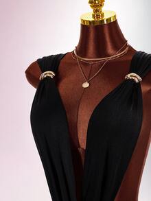 Amplova Women's Twisted Backless Mini Dress Suitable For Banquet And Party - Black - View 8