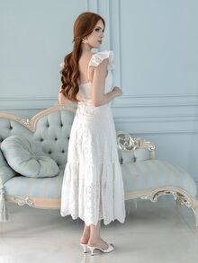 Livia Nhezoto 夏季新款優雅高雅女款婚禮賓客度假長洋裝 - 白色 - 查看 6