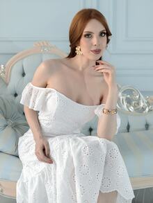 Livia Nhezoto 夏季新款優雅高雅女款婚禮賓客度假長洋裝 - 白色 - 查看 3