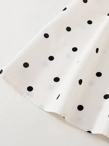 SHEIN LMoss Kids Baby Girl Woven Polka Dot Ruffle Sleeve Casual Dress - Black and White - View 4