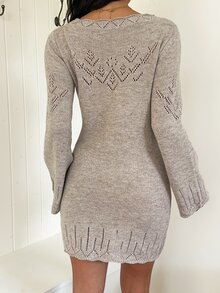 Autumina Women's Solid Color Casual Daily Knit Dress - Khaki - View 2