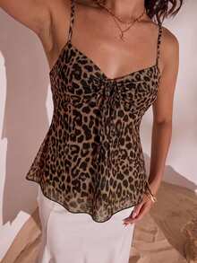 Opulessa Women's Leopard Print Casual Versatile Daily Wear Camisole Top - Multicolor - View 4