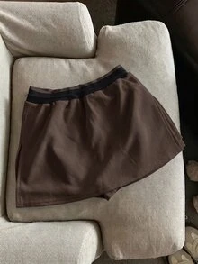 Franclia Women's Digital Print Drawstring Waist Casual Skort - Coffee Brown - View 2