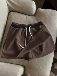 Franclia Women's Digital Print Drawstring Waist Casual Skort - Coffee Brown - View 4