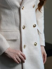 Livia Nhezoto WOOL SOLID LAPEL COLLAR PEA OVERCOAT - Apricot - View 4