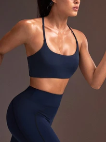 Powerista Women's Minimalist Casual Sports Bra For Yoga And Fitness - Blue - View 7