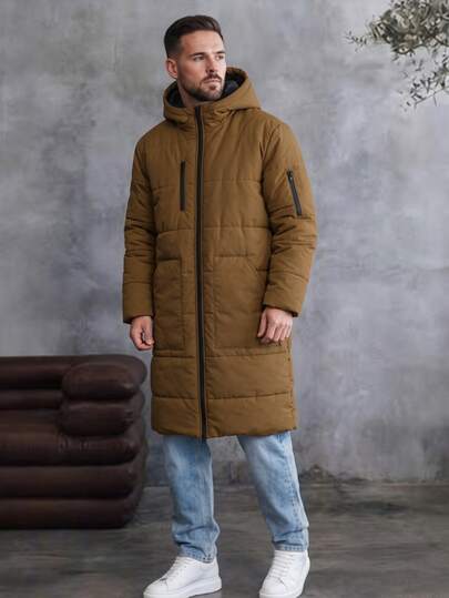 EGENSIO Halloween, Christmas, New Year, Gift, Men's Padded Coat, Long, Thermal Lined