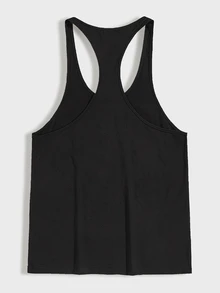 Manfinity Boyfriend Style Men Letter Graphic Racer Back Gym Tank Top - Black - View 2