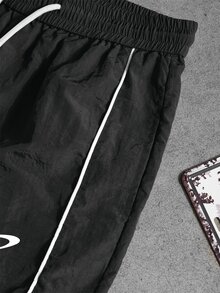 Sport MetroGents 男士星星印花抽繩腰休閒復古趣味運動長褲 慢跑健身夏季款 - 黑色 - 查看 5