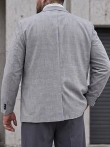 Manfinity CasualCool 男士單排扣商務休閒大尺碼西裝外套，正式，儀式 - 灰色 - 查看 2