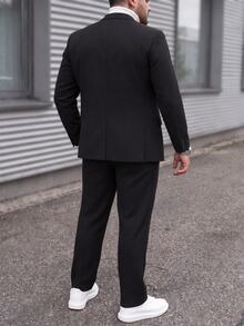 Manfinity CasualCool Herrkostymset i plus size med kavaj och byxor i enfärgat, formellt, för ceremoni - Svart - Visa 2