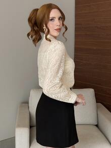 Livia Nhezoto 春夏花边纽扣衬衫 - 杏色 - 查看 5